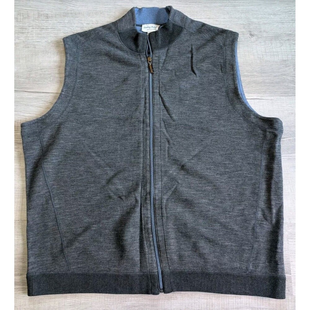 Tommy Bahama Sweater Vest Mens Sz 2XLB Gray Blue FlipShore Reversible Zip